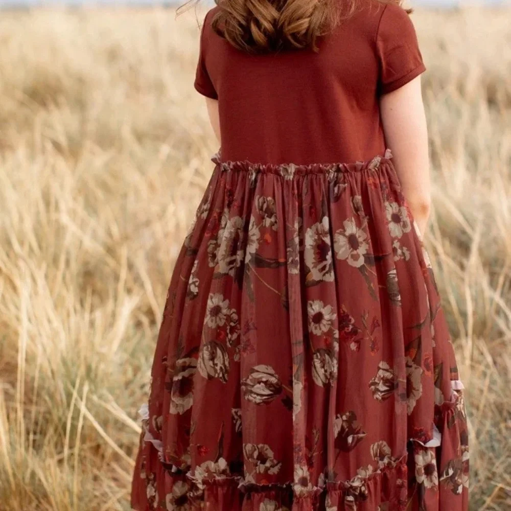 Joyfolie Mia Joy Loreli‎ Girls Dress In Cinnamon Floral Size 6 Size NWT